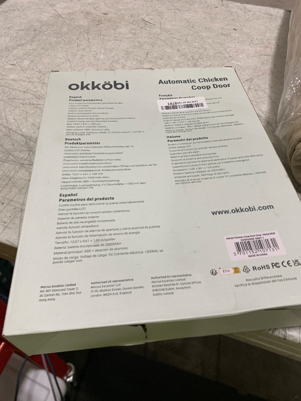 Photo 1 of Okkobi Automatic Chicken Coop Door Solar Powered - LCD Display - Chicken Coop Door with Remote Control, Light Sensor & Timer - Security & Peace of Mind: Anti-Pinch Function - 5-Year Protection - Grey