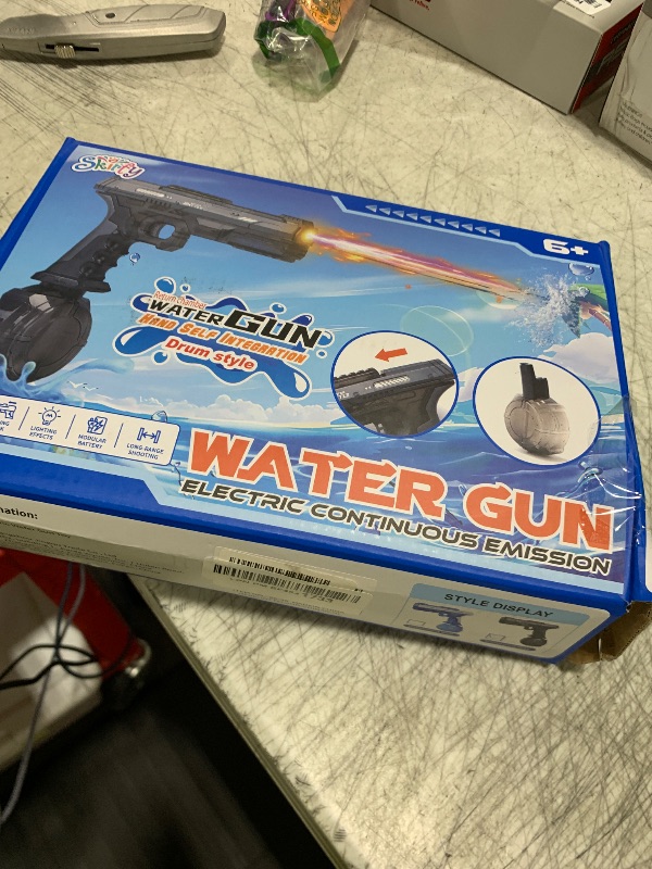 Photo 1 of Skirfy Electric Water Gun with Realistic Gun Muzzle Flash for Kids Adults,High Powered Waterproof Water Pistol with High Capacity,Ideal Outdoor Swimming Pool Beach Toys-Black
