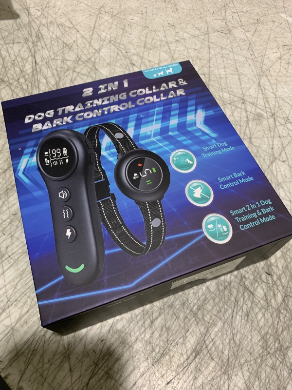 Photo 1 of 2-in-1 Dog Shock Collar & Dog Bark Collar - Smart Anti Barking Dog Training Collar with 5 Adjustable Sensitivity & 3300FT Remote for All Breeds IP67 Waterproof E-Collar