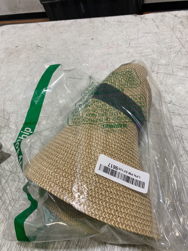 Photo 1 of Sun Hats for Women Oversize Wide Brim Straw Beach Hat UV Protection Floppy Foldable Roll-Up Travel Summer Vacation UPF 50+ Khaki Beige