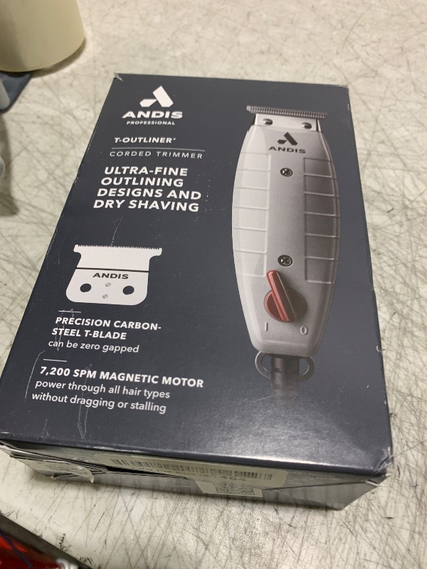 Photo 1 of Andis 04780 Professional T-Outliner Beard & Hair Trimmer for Men with Carbon Steel T-Blade, Bump Free Technology – Corded Electric Beard Trimmer, GTO, Grey