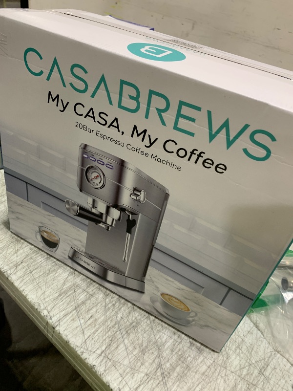 Photo 1 of CASABREWS CM5418 Espresso Machine 20 Bar, Compact Espresso Maker with Steam Milk Frother, Stainless Steel Coffee Machine with 34oz Removable Water Tank for Cappuccino, Latte, Silver
