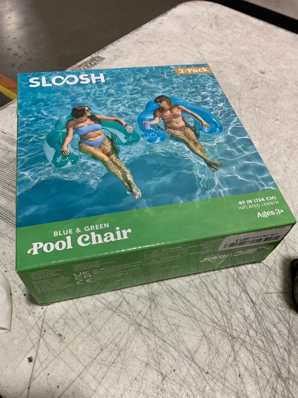 Photo 1 of SLOOSH Inflatable Pool Floats Adult,2 Pack Pool Chairs with Cup Holders,Pure Blow up Floats Chair,Hammock Noodle Mat for Relaxing Summer Water Fun Swimming Party Beach,Blue,Green