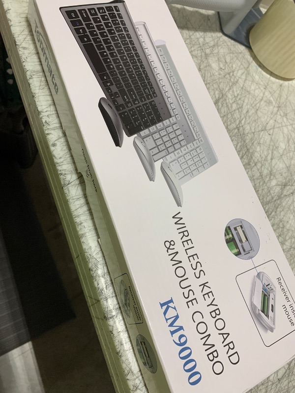 Photo 1 of Wireless Keyboard and Mouse Ultra Slim Combo, TopMate 2.4G Silent Compact USB 2400DPI Mouse and Scissor Switch Keyboard Set with Cover, 2 AA and 2 AAA Batteries, for PC/Laptop/Windows/Mac - White