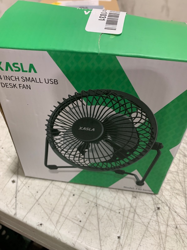 Photo 1 of xasla 4 Inch Small USB Desk Fan, Mini Quiet Fan with Metal Construction & Strong Airflow & 360°Adjustable Tilt Angle, Personal Cooling Fan for Desktop Office (Black)…