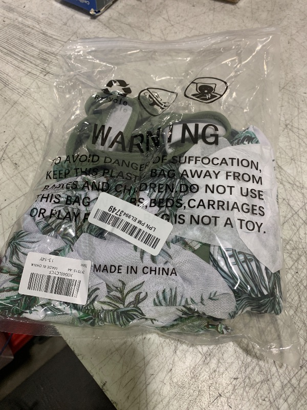 Photo 1 of Girls Swimsuit Tropical Print Swimsuits for Teen Girls Size 12-14 Criss Cross 3 Piece Bikini Set with Cover Up Skirt Bathing Suits for Teens Green Palm Tree Size 13-14LPNPMEL9943749
