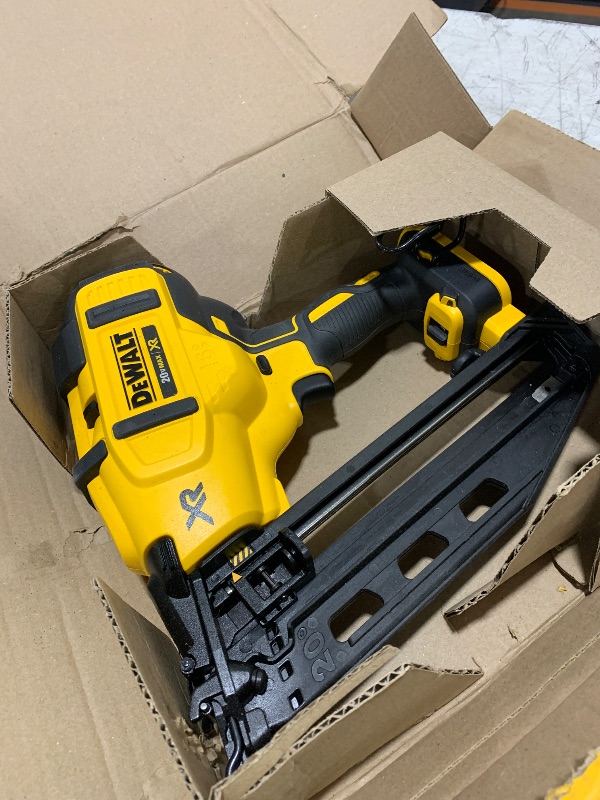 Photo 1 of DEWALT 20V MAX* Finish Nailer, Angled, 16GA, Tool Only (DCN660B)