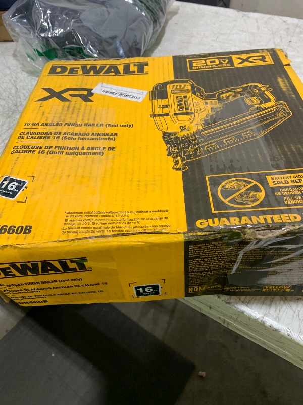 Photo 1 of DEWALT 20V MAX* Finish Nailer, Angled, 16GA, Tool Only (DCN660B)