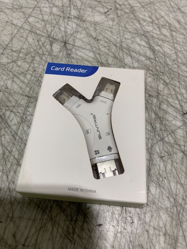 Photo 1 of SD Card Reader for iPhone/ipad/Android/Mac/Computer/Camera,4 in1 Micro SD Card Reader Trail Camera Viewer, Portable Memory Card Reader SD Card Adapter for SD and TF Cards(White)