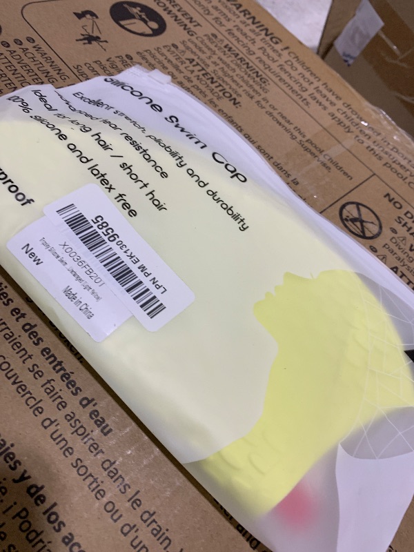 Photo 1 of Tripsky Silicone Swim Cap,Comfortable Bathing Cap Ideal for Curly Short Medium Long Hair, Swimming Cap for Women and Men, Shower Caps Keep Hairstyle Unchanged (Light Yellow)