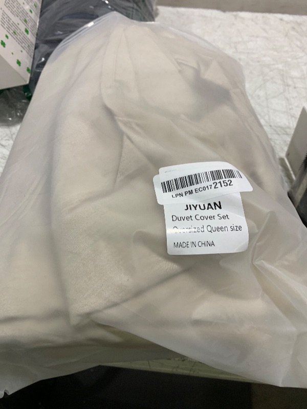 Photo 1 of JIYUAN 100% Washed Cotton Duvet Cover Set 3 Pieces Oversized Queen, 1 Duvet Cover 98x98 Inches(Comforter Not Included) and 2 Pillowcases,Linen Feel Bedding Set Comfy and Breathable, Heathered Tan