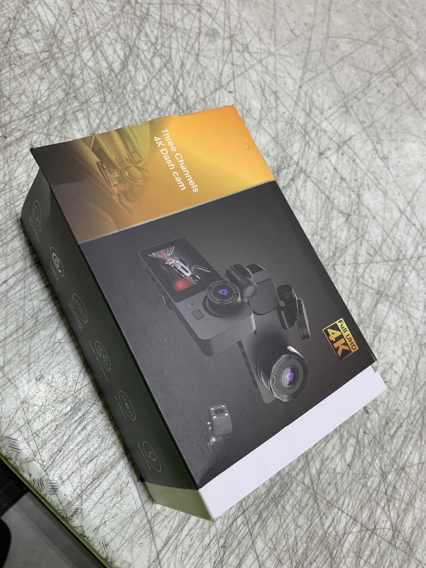 Photo 1 of 3 Channel Dash Cam,4K+1080P Dash Cam Front and Rear Inside, Dash Camera for Cars, Triple Car Camera with 32GB Card,Built-in G-Sensor, 2’’ IPS Display Car Camera,Loop Recording,24Hr Parking