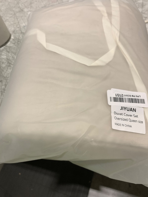 Photo 1 of JIYUAN 100% Washed Cotton Duvet Cover Set 3 Pieces Oversized Queen, 1 Duvet Cover 98x98 Inches(Comforter Not Included) and 2 Pillowcases,Linen Feel Bedding Set Comfy and Breathable,Heathered Beige