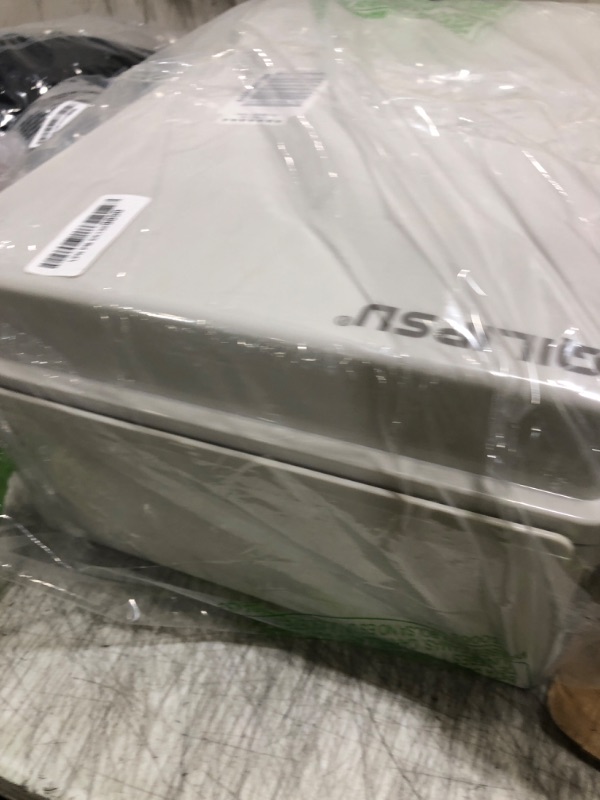 Photo 1 of QILIPSU Waterproof Junction Box IP67 Outdoor Plastic Electrical Project Enclosure Weatherproof with Mounting Plate, Wall Brackets, Hinged Grey Cover 16.1"x12.2"x7.1"