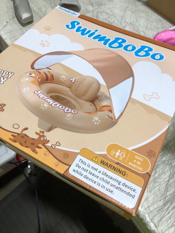 Photo 1 of Swimbobo Inflatable Baby Swimming Float with Safe Seat and Canopy for Age 6-36 Months Toddler (Beige Dog)