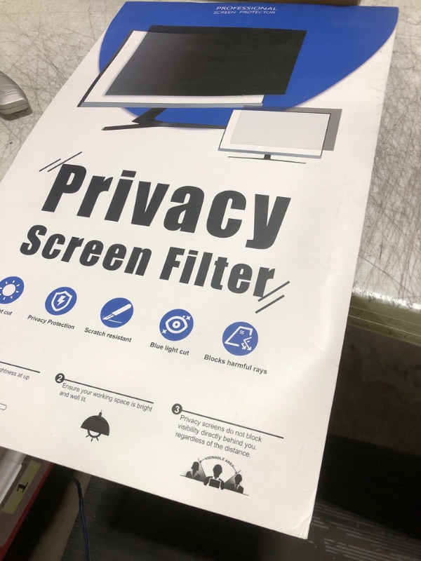 Photo 1 of [2-Pack] 23.8 Inch Computer Privacy Screen Filter for 16:9 Widescreen Monitor, Removable Eye Protection Anti Glare Blue Light Filter Privacy Shield, Anti Scratch Anti Spy Screen Protector Film 23.8 In