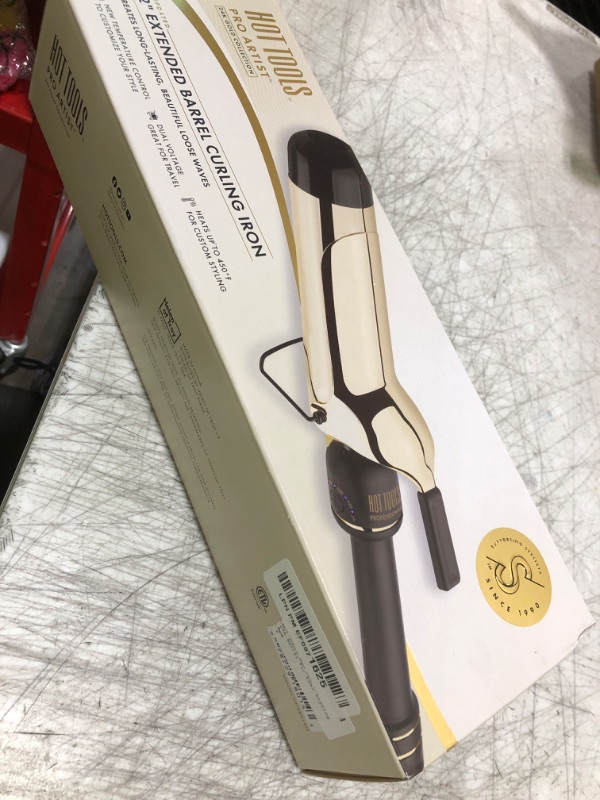 Photo 1 of HOT TOOLS 24K Gold Professional 2" Extended Barrel Curling Iron with Clamp for Loose Curls - 24K Gold Technology for Long-Lasting Results & Longer Barrel for Easy Styling