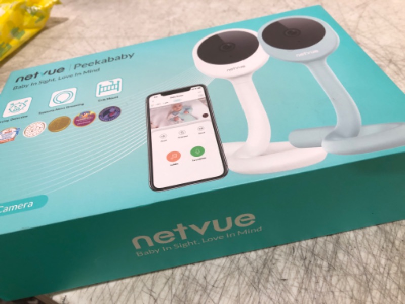 Photo 1 of NETVUE Peekababy Baby Camera Monitor, Wireless Baby Monitor with Camera & Audio, 4-in-1 Crib Mount, Smart App, Sleep Analysis & Two-Way Talk (White)