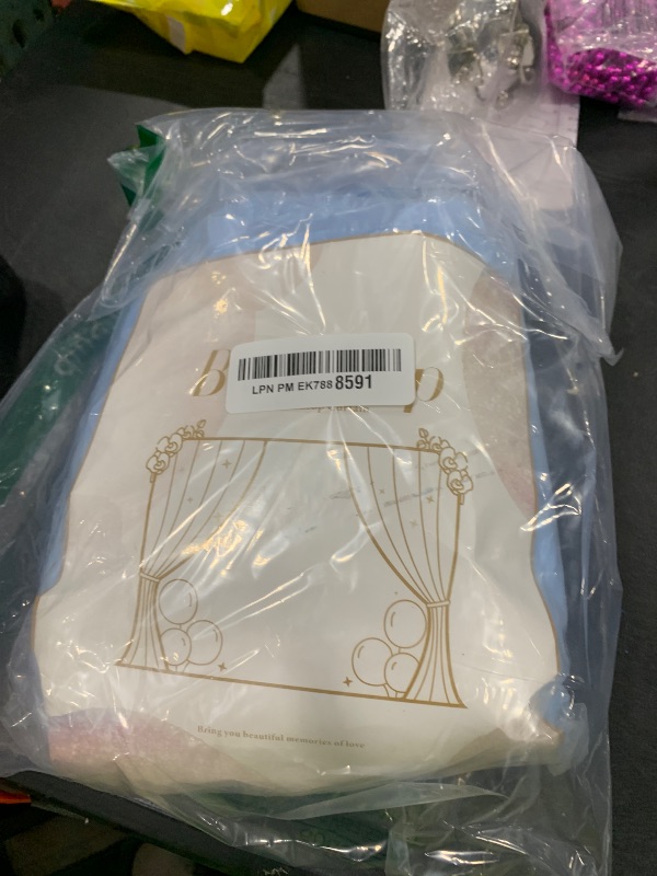 Photo 1 of 10x10ft Baby Blue Tulle Backdrop Curtain with Lights String for Parites, Sheer Backdrop Curtains for Wedding Baby Shower Birthday Party Photo Shoot Decorations