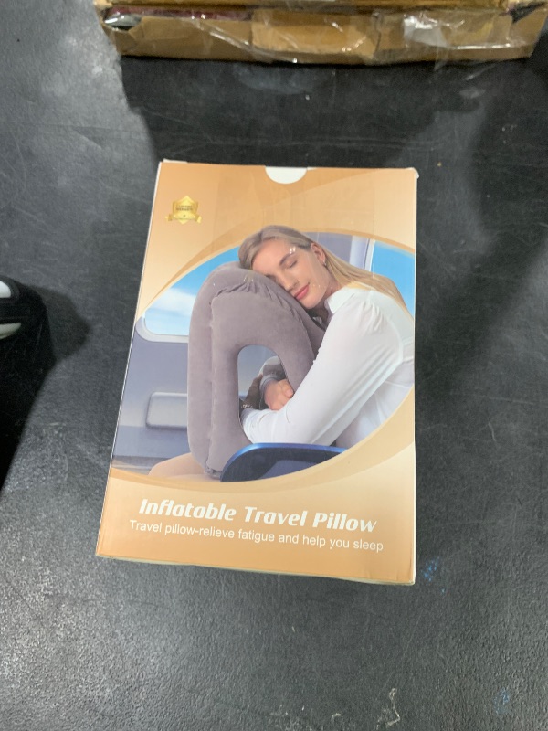 Photo 1 of Sunany Travel Pillow, Upgraded Plane Pillow for Long Flights, Inflatable Neck Pillow Used for Airplanes,Cars,Buses,Trains,Office Napping with Eye Mask,Earplugs (Black)