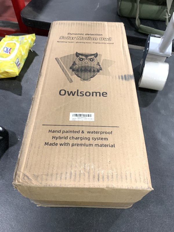 Photo 1 of Owlsome Solar Tiger Owl with Flashing Eyes, Rotating Head, Hoot Sound, Motion Detector and Silent Mode, Plastic Owl Garden Sculpture, Garden Decoration