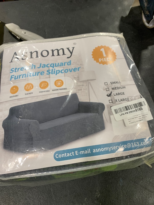 Photo 1 of Asnomy Couch Covers for 3 Cushion Couch Stretch Sofa Covers Slipcovers, Pet Protector Furniture Covers for Dogs Cats Spandex Jacquard Fabric Small Checks ?Large?Charcoal Ash?