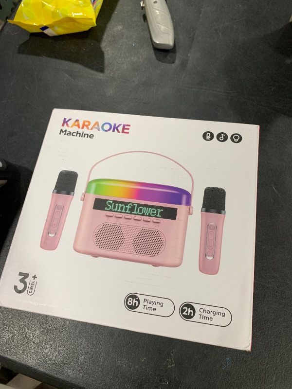 Photo 1 of Karaoke Machine for Kids & Adults with 2 Wireless Mics 2400mAh Portable Bluetooth Karaoke Speaker with Timer White Noise & Night Light High Power Dual Speaker LED Display Home & Outdoor Party - Black