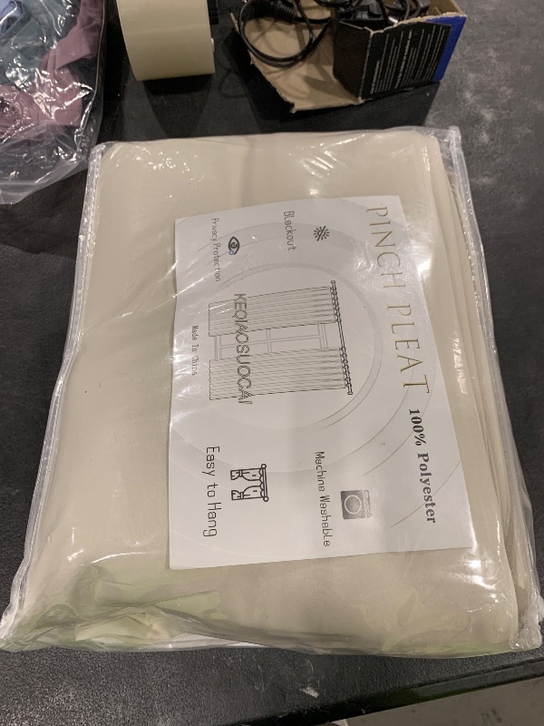 Photo 1 of KEQIAOSUOCAI Pinch Pleat Blackout Curtains Pair with Hooks,60 Inch Wide Pleated Large Window Drapes for Office at Home Bedroom Sliding Glass Patio Doors Inside W60 xL90, Cream Beige