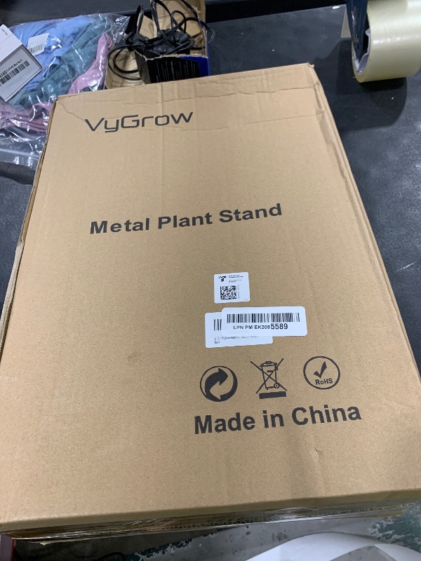 Photo 1 of VyGrow Plant Stand, 3 Tier Plant Shelf for Indoor Outdoor, Heavy Duty Metal Outdoor Plant Stand Holder Rack for Living Room Balcony and Garden, Black