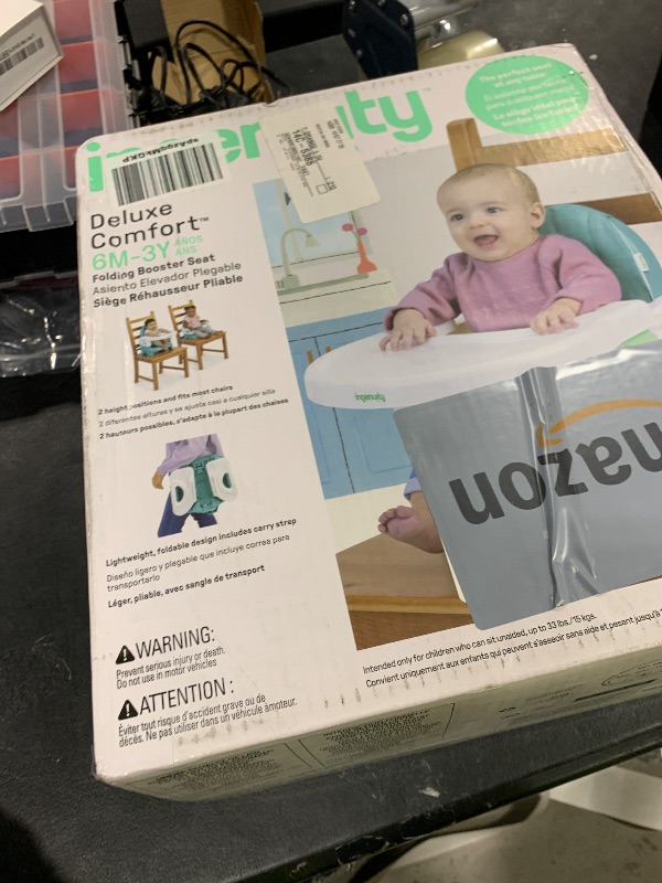 Photo 1 of Ingenuity Deluxe Comfort Folding Baby Booster - Adjustable Height - Cushioned - Lightweight, Teal - 6M-3Y