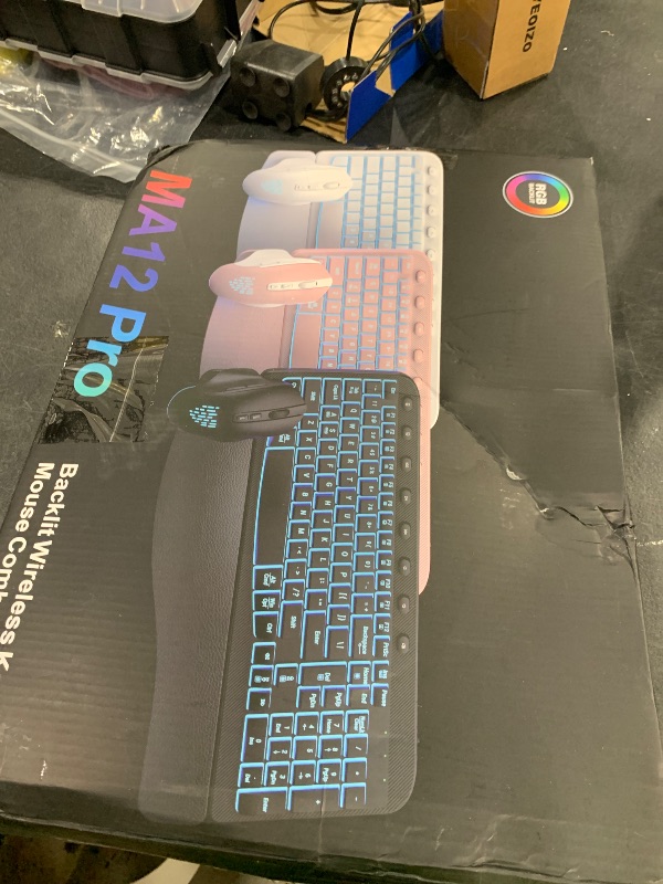 Photo 1 of SABLUTE Ergonomic Wireless Keyboard and Mouse Combo - Wave Keyboard with Soft Leather Wrist Rest, Resistant Keys, RGB Backlit Rechargeable Set for PC/Mac/Chromebook (Black)