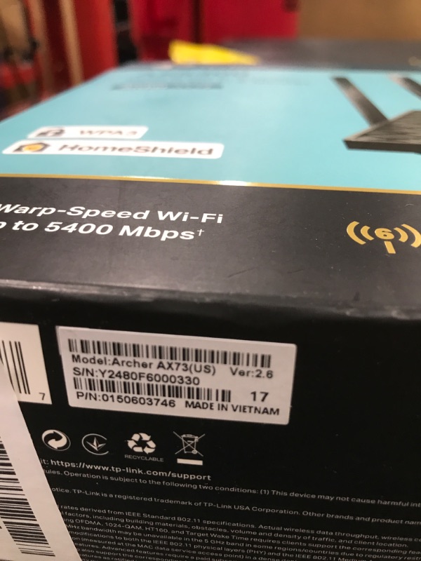 Photo 1 of TP-Link AX5400 WiFi 6 Router (Archer AX73)- Dual Band Gigabit Wireless Internet Router, High-Speed ax Router for Streaming, Long Range Coverage