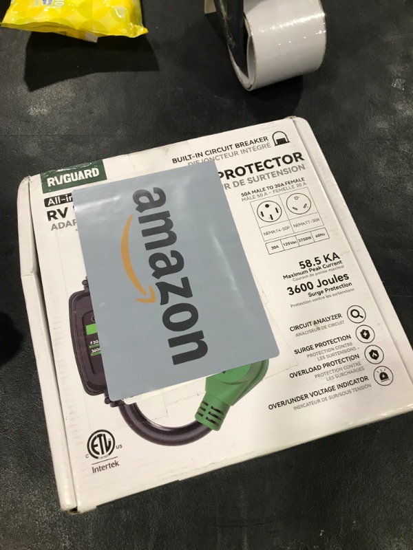 Photo 1 of RVGUARD Surge Protector 50 Amp to 30 Amp RV Adapter Cord with Overload Protection, NEMA 14-50P to NEMA TT-30R Electrical Power Adapter, 2 Feet, Green, ETL Listed