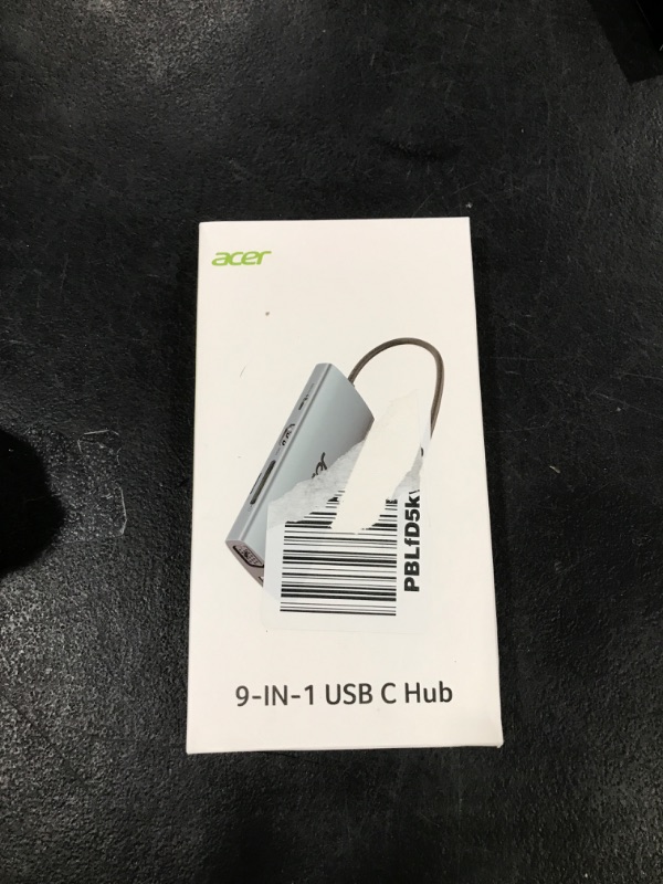 Photo 1 of Acer USB C Hub with 4K HDMI, 9-in-1 USB C to Ethernet Adapter, 5Gbps USBA 3.0 Docking Station, VGA Splitter, SD Card Reader, PD 100W Charging for MacBook, Acer, Laptops, Surface and More