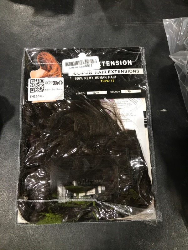 Photo 1 of 16 inch 90g Clip in Remy Human Hair Extensions Full Head 8 Pieces Set Long length Straight Very Soft Style Real Silky for Beauty #2 Dark Brown