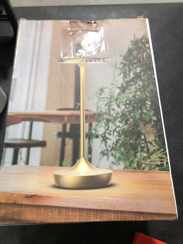 Photo 1 of YHT Cordless Rechargeable Table Lamps, Portable 6000mAh Battery Desk Lamp Waterproof 3 Color Stepless Dimming LED Table Light with Memory Function for Outdoor/Dinning/Patio/Restaurant (Gold 2Pack)