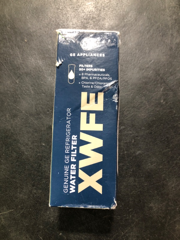 Photo 1 of GE XWFE Refrigerator Water Filter, Genuine Replacement Filter, Certified to Reduce Lead, Sulfur, and 50+ Other Impurities, Replace Every 6 Months for Best Results, Pack of 1