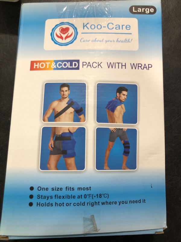Photo 1 of Koo-Care Large Flexible Gel Ice Pack & Wrap with Straps for Hot Cold Therapy - Pain Relief for Shoulder Rotator Cuff, Back, Hip, Knee Replacement Surgery, Shin Splint Injuries Reusable - 11" x 14"