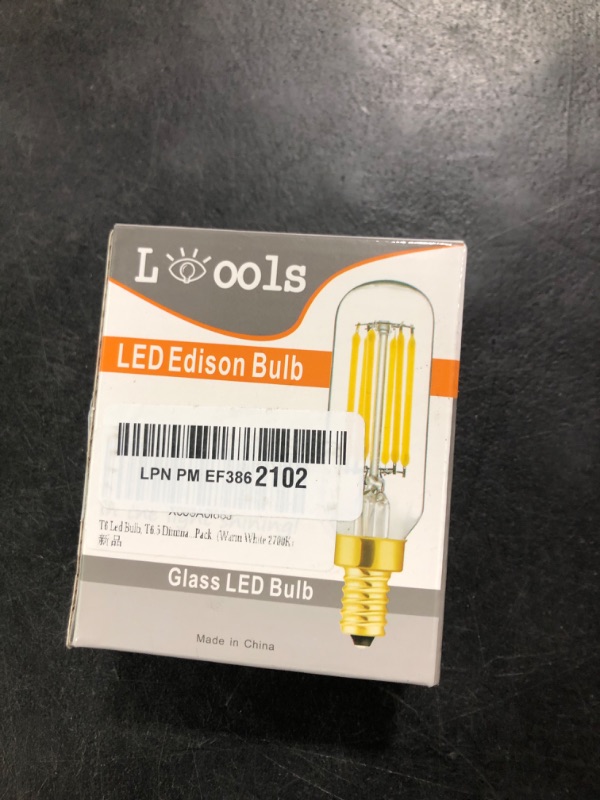 Photo 1 of T6 Led Bulb, T6.5 Dimmable E12 Edison Light Bulbs Warm White 2700K, Frosted Glass,250lm, 25W Candelabra Incandescent Bulbs Equivalent Vintage LED Filament Candle Bulb with Decorative, 6Pack.