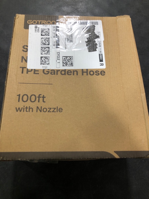 Photo 1 of Gotron Garden Hose 100ft, Non-Expanding Lightweight Water Hose with 7 Function Nozzle & 360°Swivel Grip, Flexible, Kink-Free, Wear-Resistant, Leak-Proof, 3/4" Thickened Connector, Yard, Garden