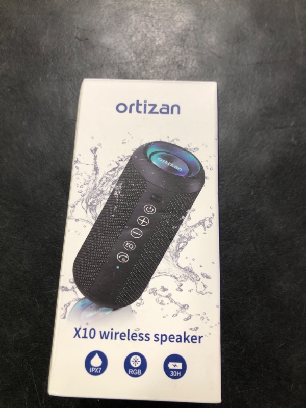 Photo 1 of Ortizan Portable Bluetooth Speaker: IPX7 Waterproof, 24W Loud Sound, Deep Bass, Bluetooth 5.3, LED Lights, Wireless Stereo Pairing, 30H Playtime, for Home/Outdoor/Party/Beach, Birthday Gift (Black)