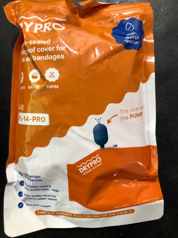 Photo 1 of DRYPRO Vacuum Sealed Waterproof Leg Cast Cover - Sized for Both Kids and Adults - Ideal for The Bath Shower or Swimming - Medium Full Leg – (FL-14-PRO)