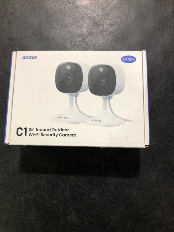 Photo 1 of AOQEE 2K Cameras for Home Security-Outdoor/Indoor Camera for Dog/Cat/Pet/Nanny/Baby, Color Night Vision, White Light, Siren, 24/7 SD Recordings, Works with Alexa/Google Home, C1-White-2P (2.4Ghz WiFi)
