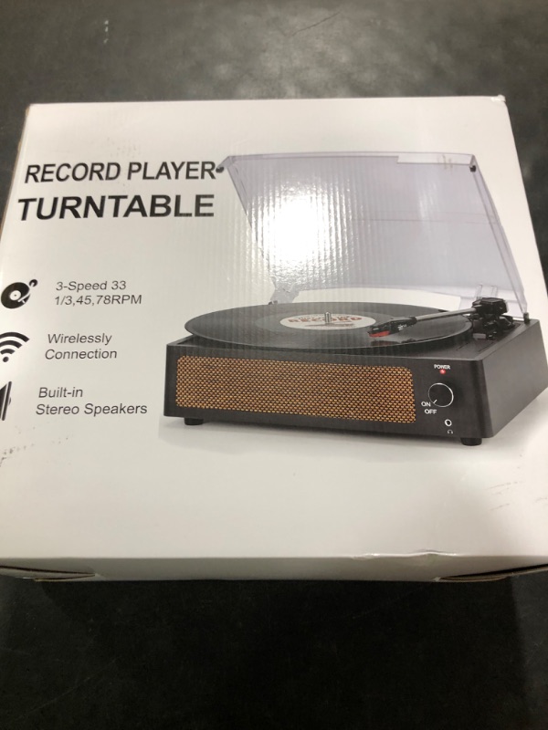 Photo 1 of Vinyl Record Player with Speakers Vintage Turntable for Vinyls Records Belt-Driven Turntables 3-Speed Bluetooth Playback Headphone AUX RCA Line LP Vinyls Players for Sound Enjoyment Retro Brown