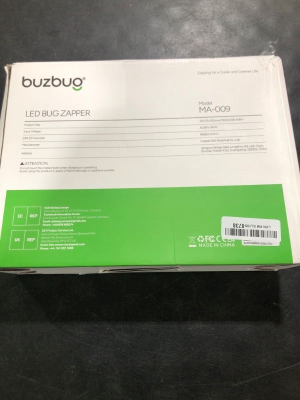 Photo 1 of Buzbug LED Bug Zapper Indoor, 10 Years Lifespan 3 Lamps Enhance Insect Attraction, 3800V High-Voltage, Electric Mosquito Zapper, Fruit Fly Mosquito Moth Gnat Trap, Killer, Zapper -MA009