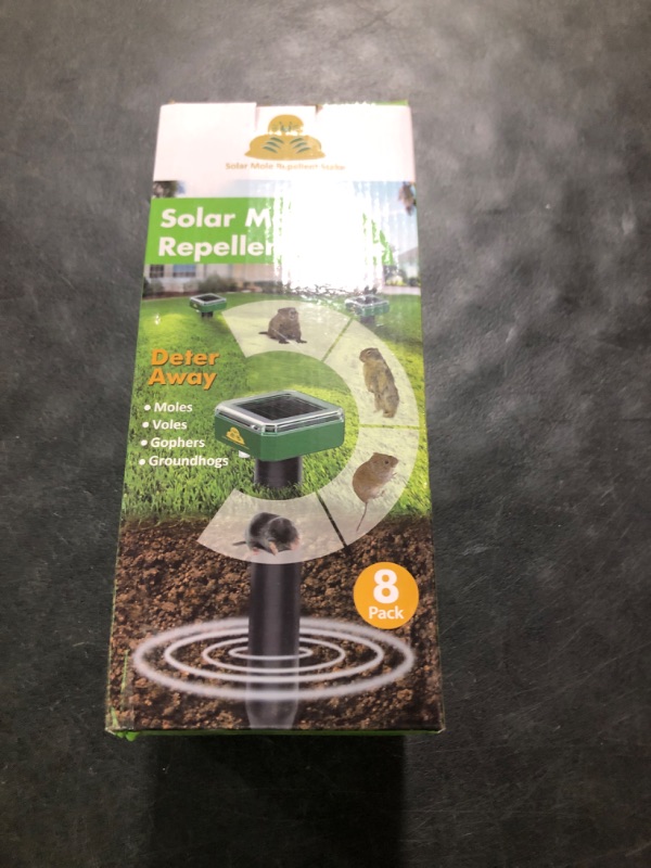 Photo 1 of 8 Pack Mole Repellent for Lawns Solar Powered Groundhog Spikes, Ultrasonic Mole Stakes for Yard, Waterproof Gopher Repellent to Get Rid of Gopher, Vole and Snake for Farm