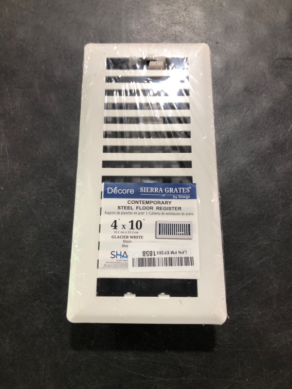 Photo 1 of Sierra Grates 4" x 10" Contemporary Design Steel Floor Register in Glacier White Finish for Floor l- Decorative Air Vent Covers- Floor Register 4” x 10”