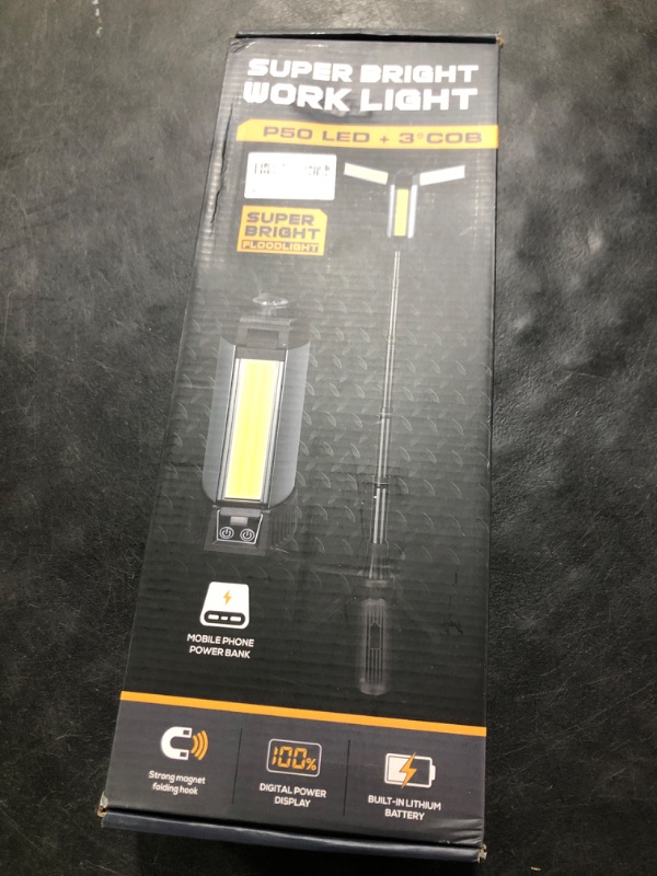 Photo 1 of Mlogiroa Rechargeable LED Work Light with Stand - Cordless Work Lights Kit 3 Page Head,500/1000/2000 Lumen 3500/6500K Dimmable 6AH Camping Light with Detachable Tripod,Hooks and Carrying Bag