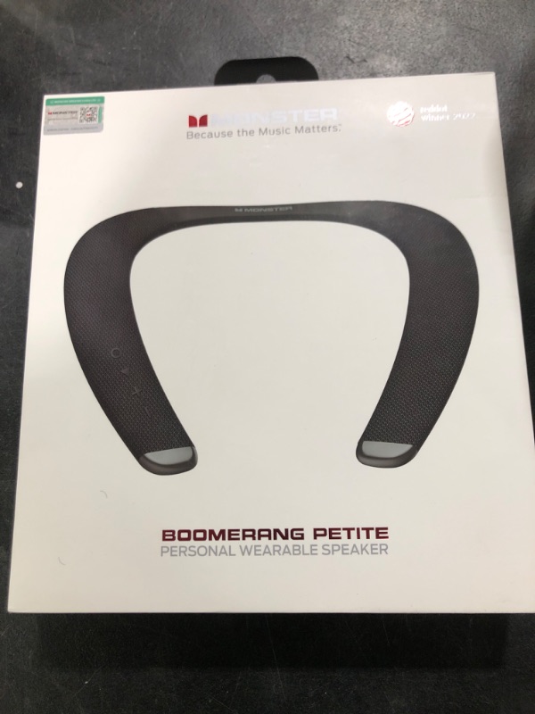Photo 1 of Monster Boomerang Petite Neckband Bluetooth Speakers, Neck Speaker with 15H Playtime, aptX High Fidelity 3D Stereo Sound, Low Latency, Built-in Mic, IPX5 Waterproof Wearable for Home Outdoor