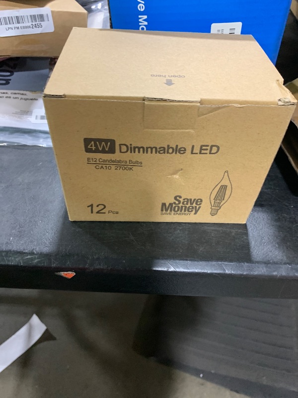 Photo 1 of Dimmable E12 Candelabra LED Light Bulbs 40W Equivalent, 2700K Soft Warm White Chandelier Light Bulbs, 4W 460 LM Flame Tip Candle Light Bulbs, 12-Pack